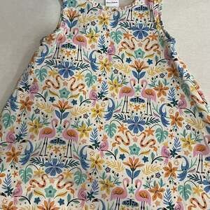 Hanna Andersson Girls Tropical Flamingo Bird Print Sleeveless Swing Dress Size 4